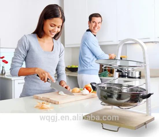 Kitchen Tools Colorful Prepare Frying Pan Stand Rack Pot Lid Rack with Clip Pot Cover Holder