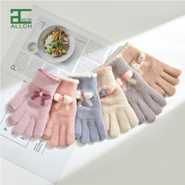 Winter Warm Extra Thick Fleece Five Finger Touch Screen Cycling Gloves for Women