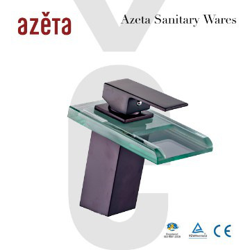 New Style Bronze Basin Glass LED Waterfall Faucet
