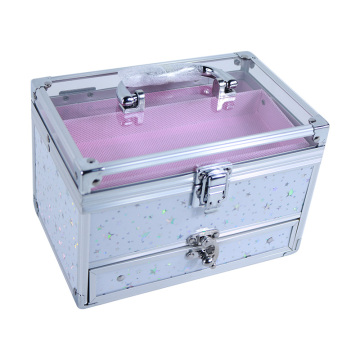 Custom Children's Makeup Packaging Gift Box: Transparent Acrylic Beauty Train Vanity Aluminum Cosmetics Case