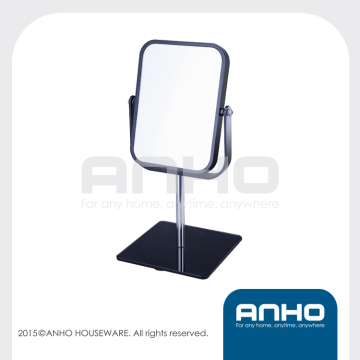 Square Tabletop two-sided swivel vanity mirror with magnification, black