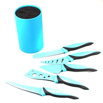 Cheese knife, used in kitchen, with plastic block