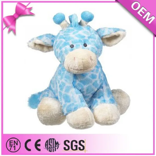 Factory wholesale soft wild animal custom stuffed giraffe, blue giraffe plush toy
