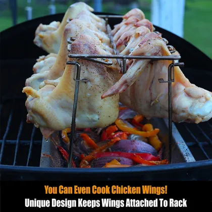 Chicken Wing & Leg Rack Stainless Steel Vertical Roaster Stand & Drip Pan