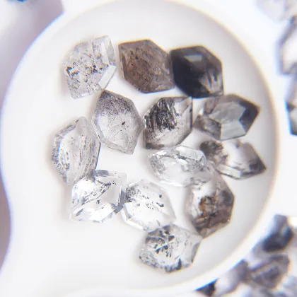 Natural Salt And Pepper Diamond Long Hexagon Cutting