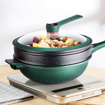Die Aluminiumlegierungs -Aluminiumlegierung Marmor Non -Stick Wok -Schnellkochtopf mit Dampf