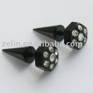 Black Men,Lady Stud Earring Ear Plug Fake Piercing PAIR,ear plug,body jewelry