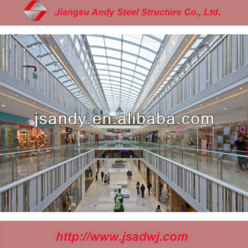Steel structure with retractable glass roof
