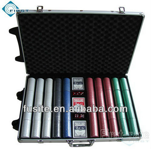 Aluminum Case 1000 Casino Poker Chip Set with Trolley