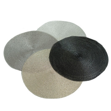 Washable Heat-Resistant Polyester Round Braided Placemats with Glitter for Party Dining Tables