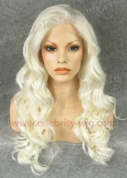 White Long Wavy Christina Aquilera Synthetic Lace Front Wig