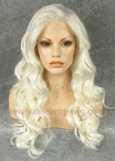 White Long Wavy Christina Aquilera Synthetic Lace Front Wig