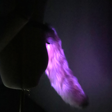 White Light-Up Rave Costume with Animal Wolf Tail and LED Lights