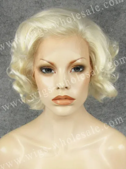 1001/613# Short Bob Wavy Style Hair Blonde Synthetic Lace Front Wig