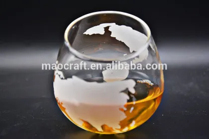 clear hand blown by skil skilled artisans 230ML sppinning map glasses