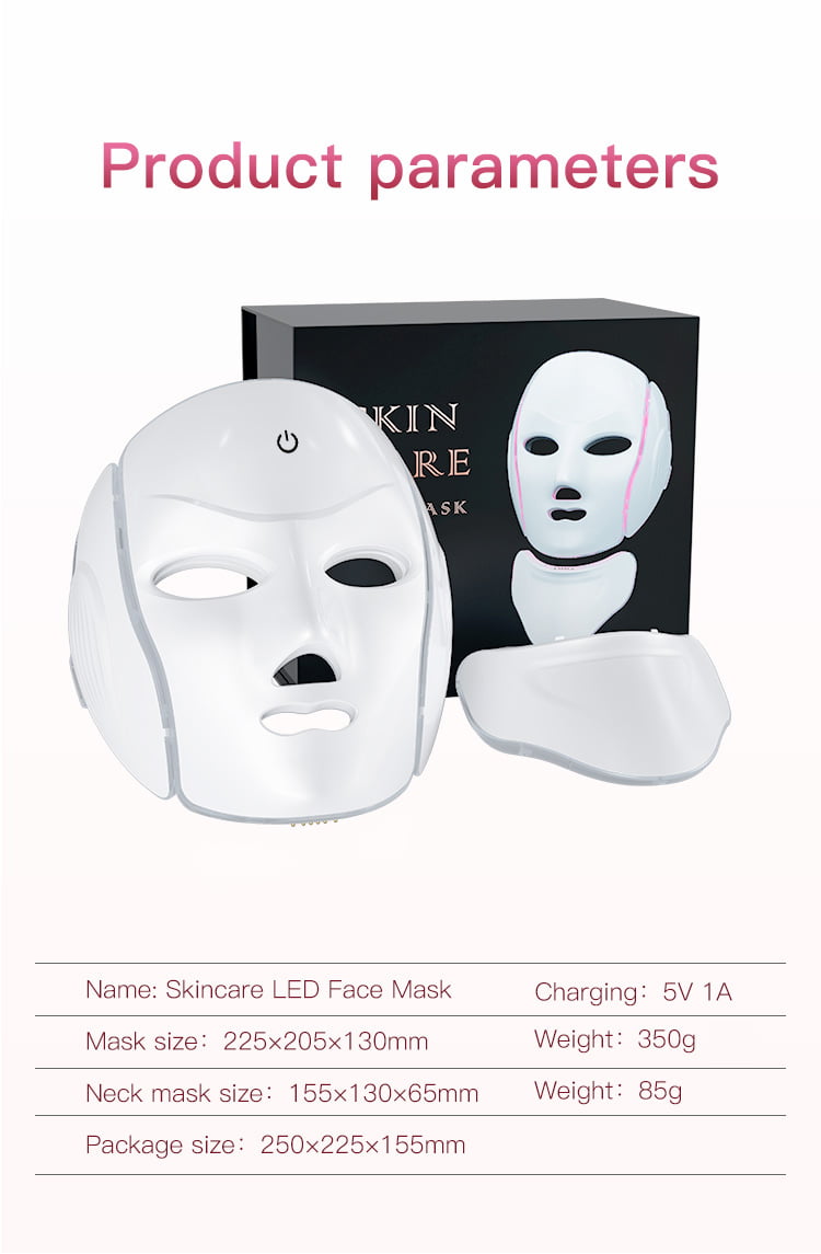 LED face and neck skincare mask for home use