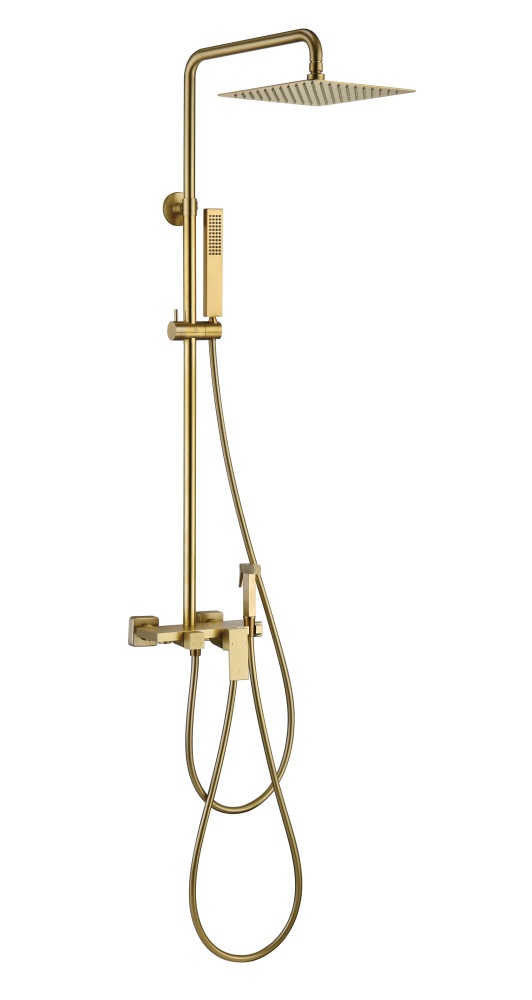 brushed brass exposed shower