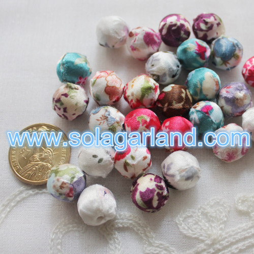 14MM Cloth Covered Acrylic Round Spacer Beads Charms For Jewelry Making