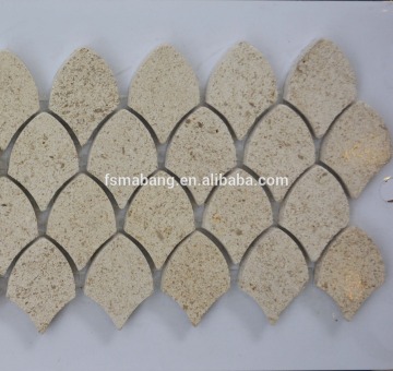 MBHYA004-H1 modern Calaccata marble fish scale stone wall mosaic