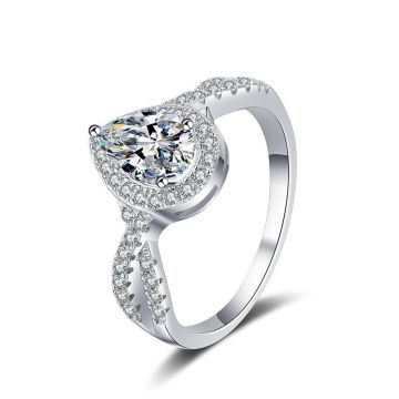 Waterdrop 1CT Moissanite Stone Women's Ring in Premium 925 Silver with Pear Cut Moissanite