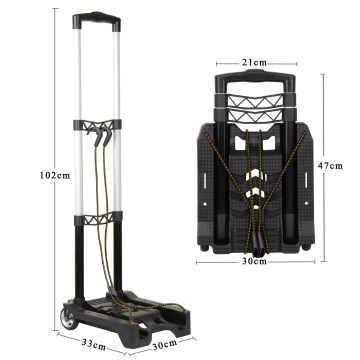Portable Folding Trolley Cart: 120kgs Loading Capacity Mini Shopping Hand Carts and Luggage Carrier