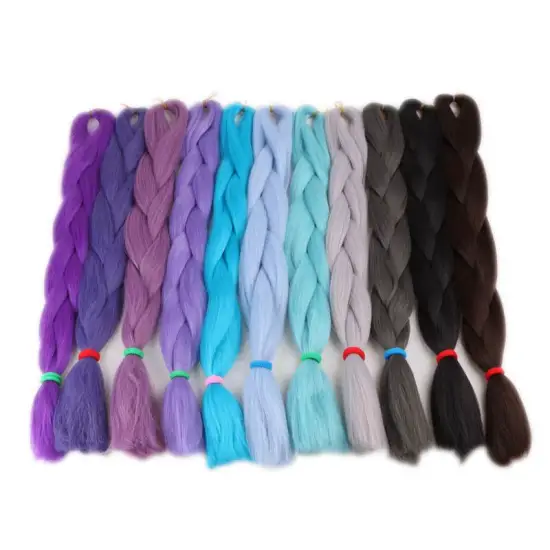 10pieces/batch 24" 60cm Folded 80grams Navy Neon Olive Green Lavender Lilac Vintage Pink jumbo braid 100 synthetic braiding hair