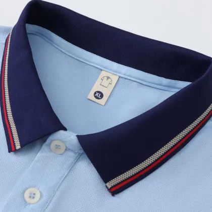 High Quality Men's Business Striped Polyester Polo T-Shirt