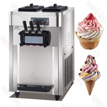 Mini Three Flavor Soft Ice Cream Machine - Stainless Commercial Table Top Ice Cream Maker