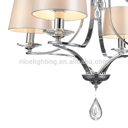 4 lights crystal decor chandelier lighting fabric shade european lamps