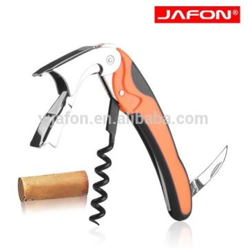 2-Step Waiters Corkscrew in Soft Rubber Handle, 5-turn teflon corkscrew with serrated foil cutter KO426A