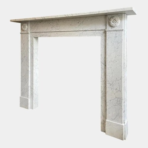 Luxury White Marble Fireplace Surround with Natural Veins