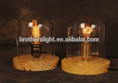 2015 Most popular Vintage wooden edison bulb table lamp for edison bulb
