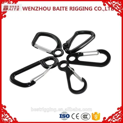 Safety lock and climbing carabiner and mountaineering hiking carabiners Aluminum black hook,padlock pring hook lock