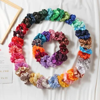 2024 Collection: Wholesale Satin Solid Color Scrunchies, Elastic Hair Bands, and Hair Ties in Polyester