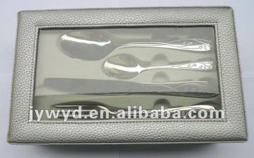 24 pcs stainless steel cutlery set with leather case