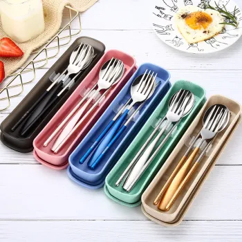 Portable 304 Stainless Steel Tableware Set - Student and Office Gift with Logo Printing