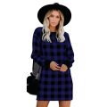 Long Sleeve Plaid Pullover Sweater Dress