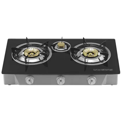 Black Tempered Glass Cooker Appliance Gas Stove 3 Burner Indoor Desktop Gas Stove