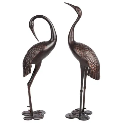 metal life size brass crane sculpture