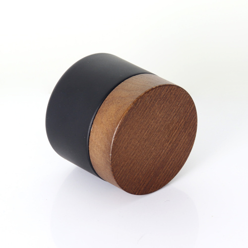 Black Frosted Jar With Ashtree Wood Lid