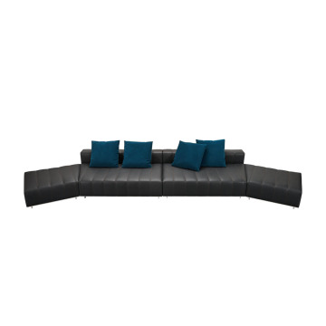 black genuine leather leisure couch