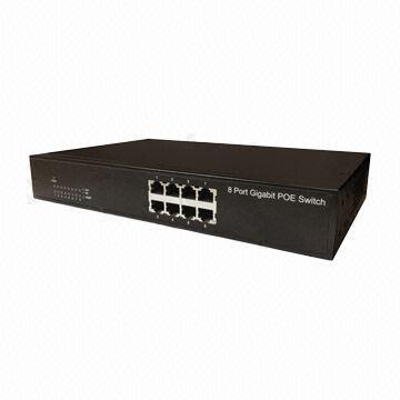 8-port PoE Switch with 150 to 200W PoE Power Output, Supports MAC Address
