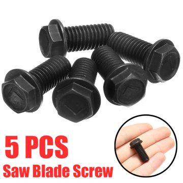 5pcs Metal Saw Blade Bolt M8 x 18mm Left Hand Thread Hex Head Flange For Cutting Machine Tool Parts Black Saw Blade Screw