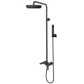 Exposed Bathroom Black Tub Shower Faucet