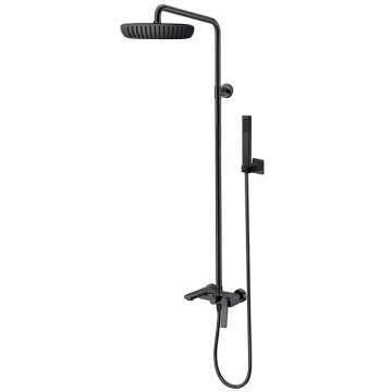 Exposed Bathroom Black Tub Shower Faucet