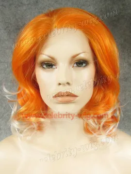 Orange Ombre White Elegant Curly Synthetic Lace Front Wig