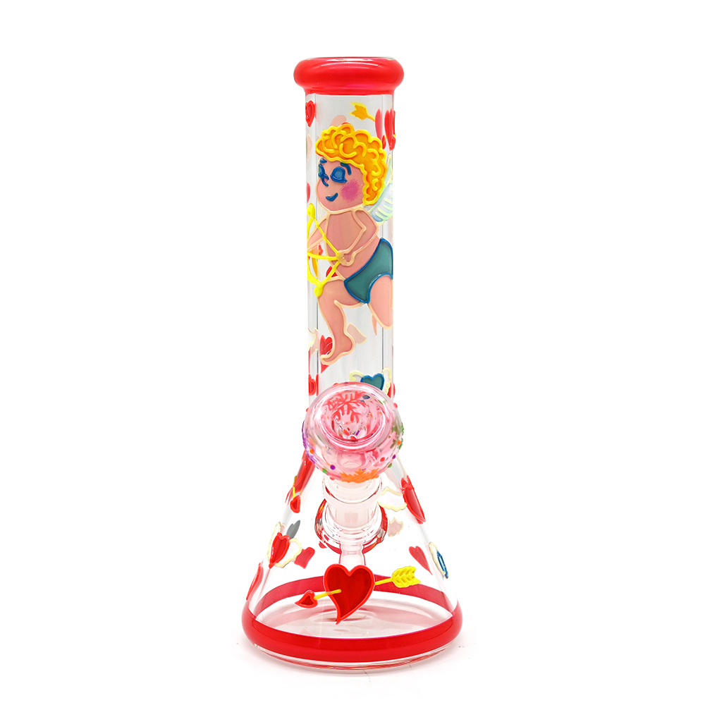 Cos narguilé en verre transparent avec motif Cupid dessus