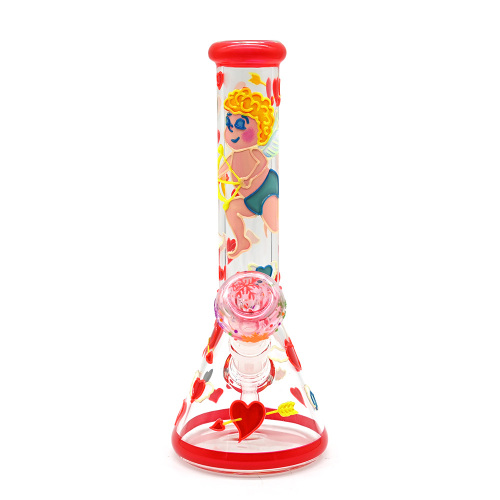 Transparent glass hookah with Cupid pattern on it