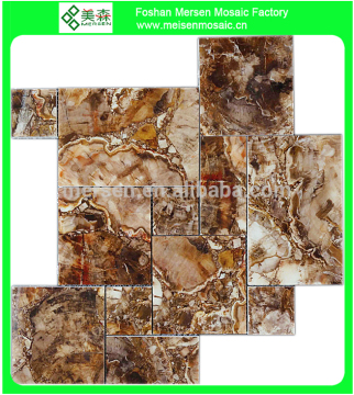 KK3009 Honey Onyx Mosaic Mix Glass Resin Mosaic restaurant Decoration Mosaic Tile