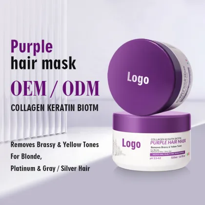 OEM ODM Private Label Purple Hair Mask 500ml Herbal Formula for Damaged Hair